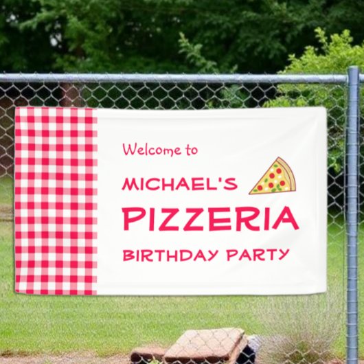 Pizza Feestje Kinderverjaardag Spandoek