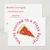 Pizza Feestje Kinderverjaardagsuitnodiging Uitnodiging Briefkaart (Voorkant / Achterkant)