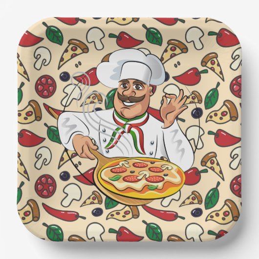 Pizza Feestje  Papieren Bordje (Voorkant)