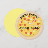 PIZZA FEESTJE! RONDE AANPASBARE UITNODIGINGEN (Voorkant / Achterkant)