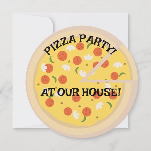 PIZZA FEESTJE! RONDE AANPASBARE UITNODIGINGEN (Voorkant)