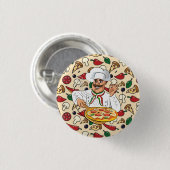 Pizza Feestje   Ronde Button 3,2 Cm (Voorkant /achterkant)