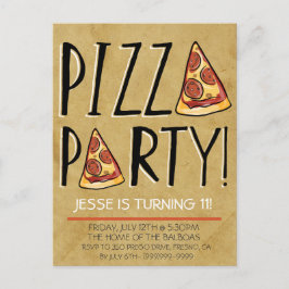 PIZZA FEESTJE VERJAARDAG UITNODIGING VOOR KINDEREN BRIEFKAART