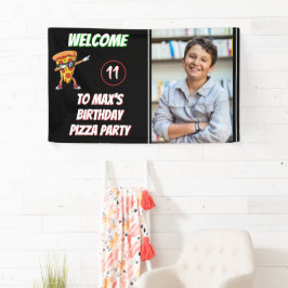 Pizza Feestje Verjaardagsplezier Pizza Punt Kinder Spandoek