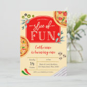 Pizza First Birthday Party Invitation Kaart (Staand voorkant)