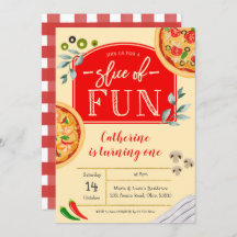 Pizza First Birthday Party Invitation