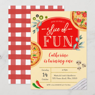 Pizza First Birthday Party Invitation Kaart