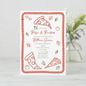 Pizza & Fopspeen Schets Doodle Neutraal Baby showe Kaart (Staand voorkant)