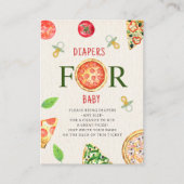 Pizza + Fopspenen Baby shower Luier Raffle Ticket Informatiekaartje (Voorkant)