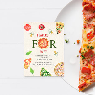 Pizza + Fopspenen Baby shower Luier Raffle Ticket Informatiekaartje