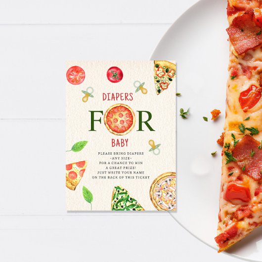Pizza + Fopspenen Baby shower Luier Raffle Ticket Informatiekaartje