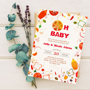 Pizza & Fopspenen Barbeque Baby shower Kaart