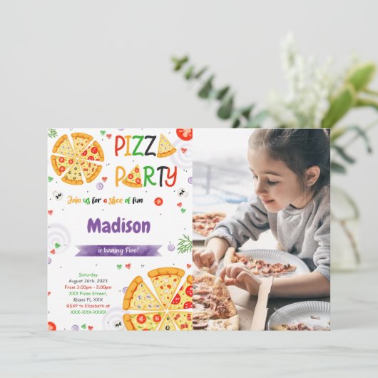 Pizza Foto uitnodiging (Staand voorkant)