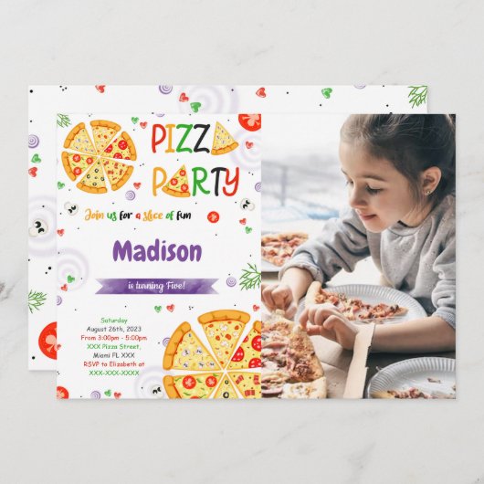 Pizza Foto uitnodiging (Voorkant / Achterkant)