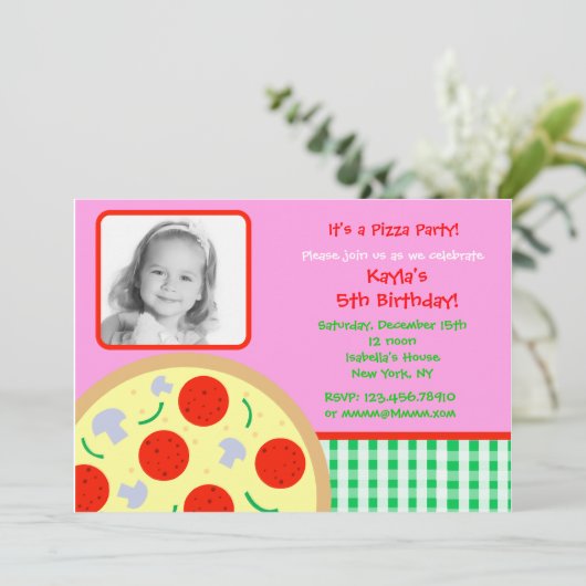Pizza Foto van Birthday Party Kaart (Staand voorkant)