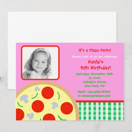 Pizza Foto van Birthday Party Kaart (Voorkant / Achterkant)