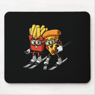 Pizza Franse Friet Skiën Grappig Skiër Fast Food S Muismat