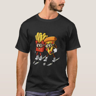 Pizza Franse Friet Skiën Grappig Skiër Fast Food S T-shirt