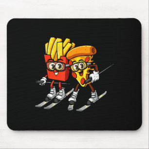 Pizza friet ski grappig skiër fast food muismat