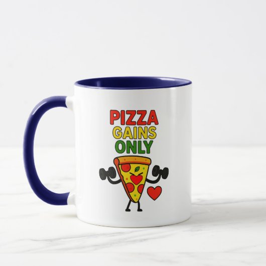 Pizza Gains Only - Humoristisch grappig Mok (Links)