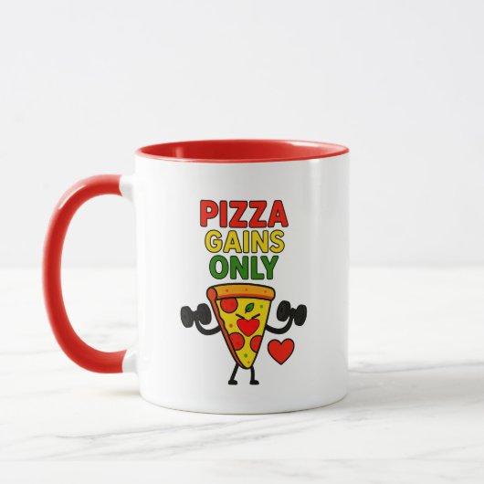 Pizza Gains Only - Humoristisch grappig Mok (Links)