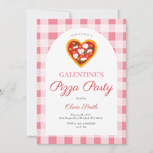 Pizza Galentine's Day Feestje Valentijn Kaart (Voorkant)