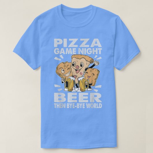 Pizza Game Night Wine Dan DagDag Wereld T-shirt (Design voorkant)
