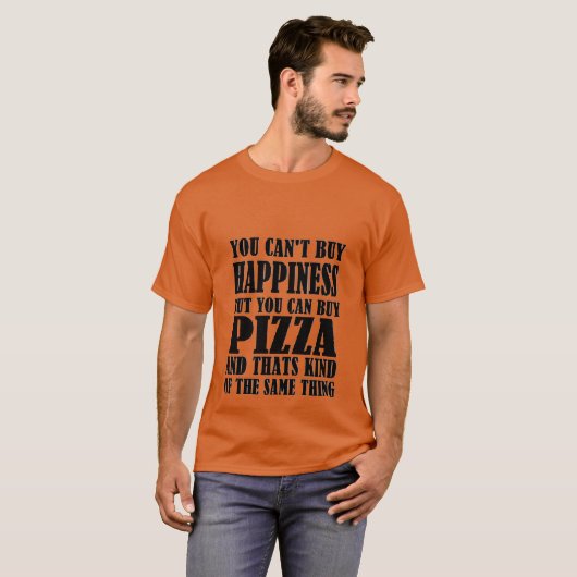 pizza=geluk t-shirt (Voorkant volledig)