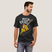 Pizza Gitaar - Grappige Pizza Rocks T-shirt (Voorkant volledig)