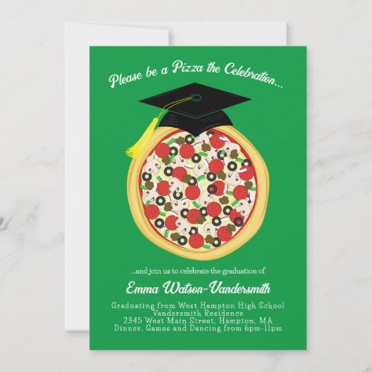 Pizza Graduation Party Invitation Kaart (Voorkant)