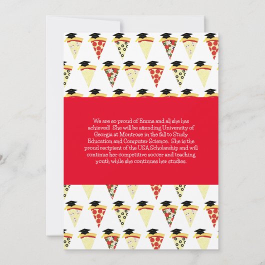 Pizza Graduation Party Invitation Kaart (Achterkant)