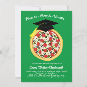 Pizza Graduation Party Invitation Kaart