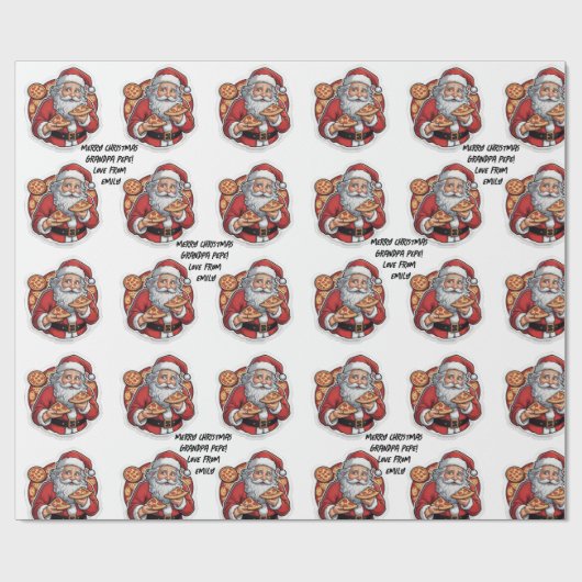Pizza grappige kerst bewerkbare WRAP Cadeaupapier (Vlak)