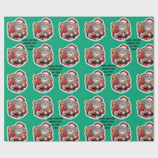 Pizza grappige kerst bewerkbare WRAP Cadeaupapier (Vlak)