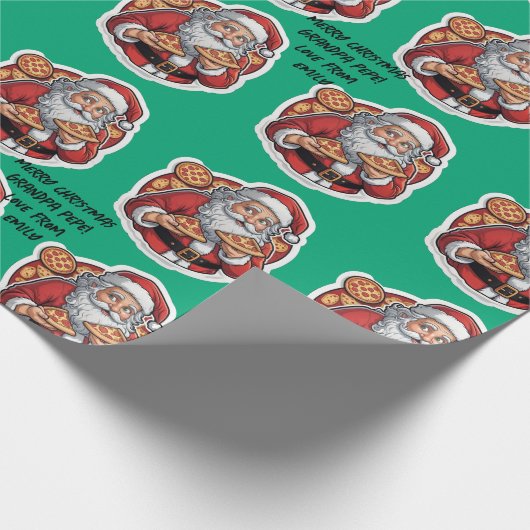 Pizza grappige kerst bewerkbare WRAP Cadeaupapier (Hoek)