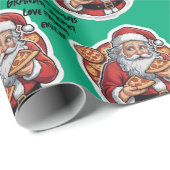 Pizza grappige kerst bewerkbare WRAP Cadeaupapier (Rol Hoek)