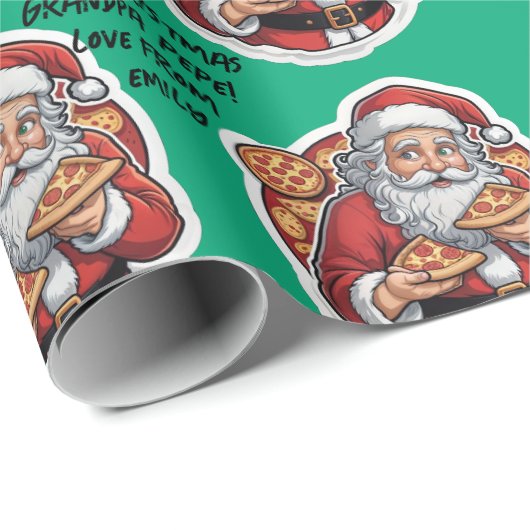 Pizza grappige kerst bewerkbare WRAP Cadeaupapier (Rol Hoek)