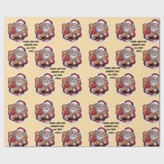 Pizza grappige kerst bewerkbare WRAP Cadeaupapier (Vlak)