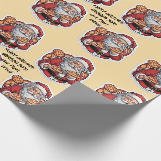 Pizza grappige kerst bewerkbare WRAP Cadeaupapier (Hoek)
