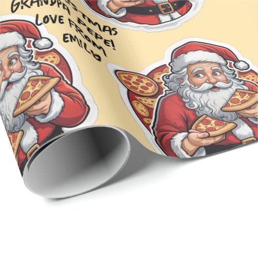 Pizza grappige kerst bewerkbare WRAP Cadeaupapier (Rol Hoek)