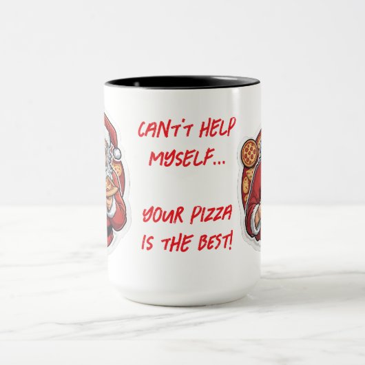 Pizza grappige kerst Mok bewerkbaar (Midden)