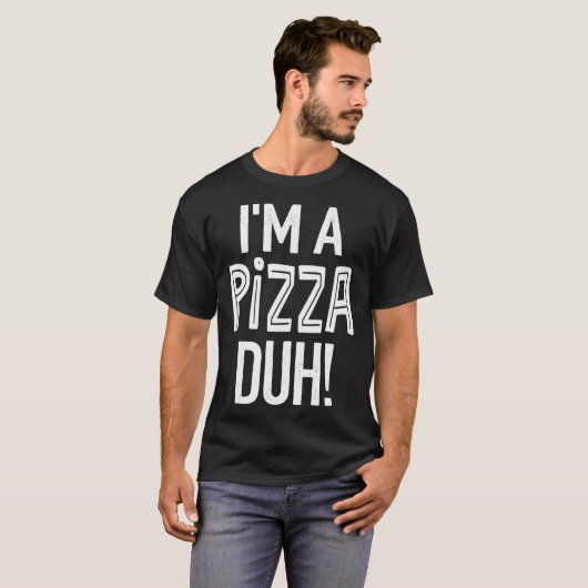 PiZZA Halloween kostuum Lazy Easy, ik ben een PiZZ T-shirt (Voorkant volledig)
