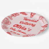 Pizza Hand Drawn Red Special Delivery Baby shower Papieren Bordje (Gekanteld)
