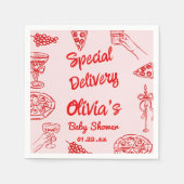 Pizza Hand Drawn Red Special Delivery Baby shower Servet (Voorkant)