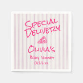 Pizza Hand Drawn Roze Speciale Levering Baby showe Servet (Voorkant)