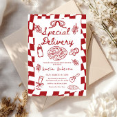 Pizza Hand Drawn Special Delivery Baby Shower Kaart