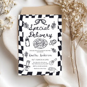 Pizza Hand Drawn Special Delivery Baby Shower Kaart