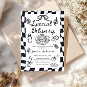 Pizza Hand Drawn Special Delivery Baby Shower Kaart