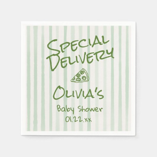 Pizza Hand getrokken groene speciale levering douc Servet (Voorkant)