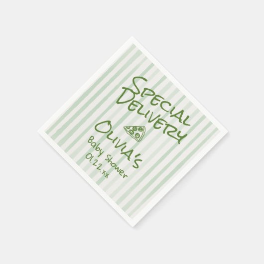 Pizza Hand getrokken groene speciale levering douc Servet (Hoek)